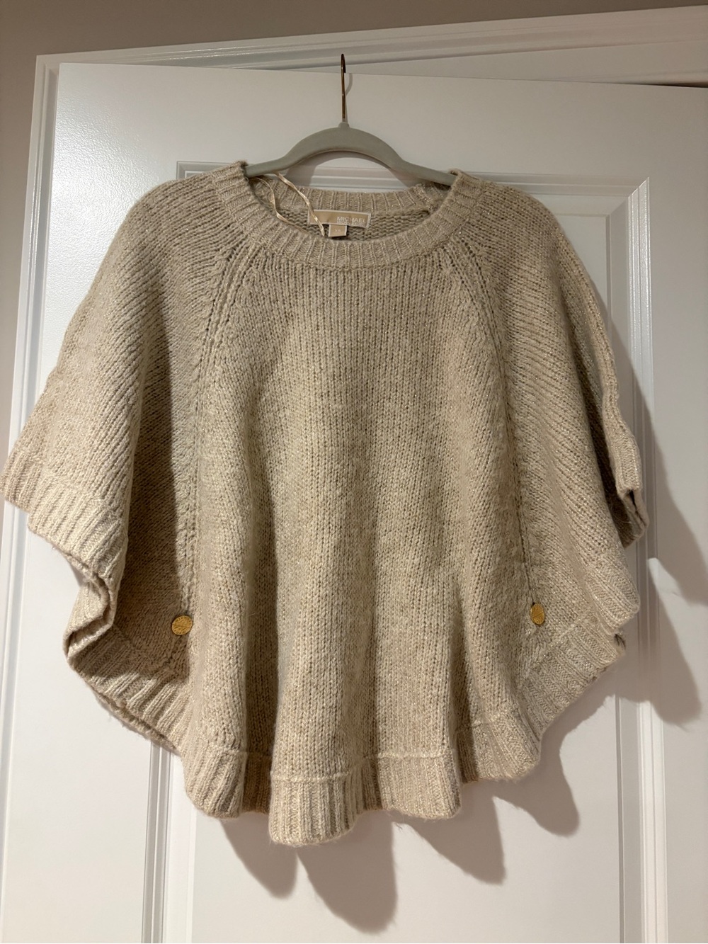 Michael Kors Cozy Cream Knit Poncho Sweater - Women's